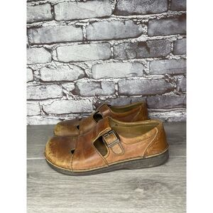 Birkenstock Clog Brown Leather Buckle Strap Clogs Shoes Women Sz 38EU/7.5M US M5